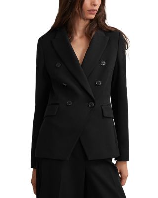 Reiss Double Breasted Blazer In Black