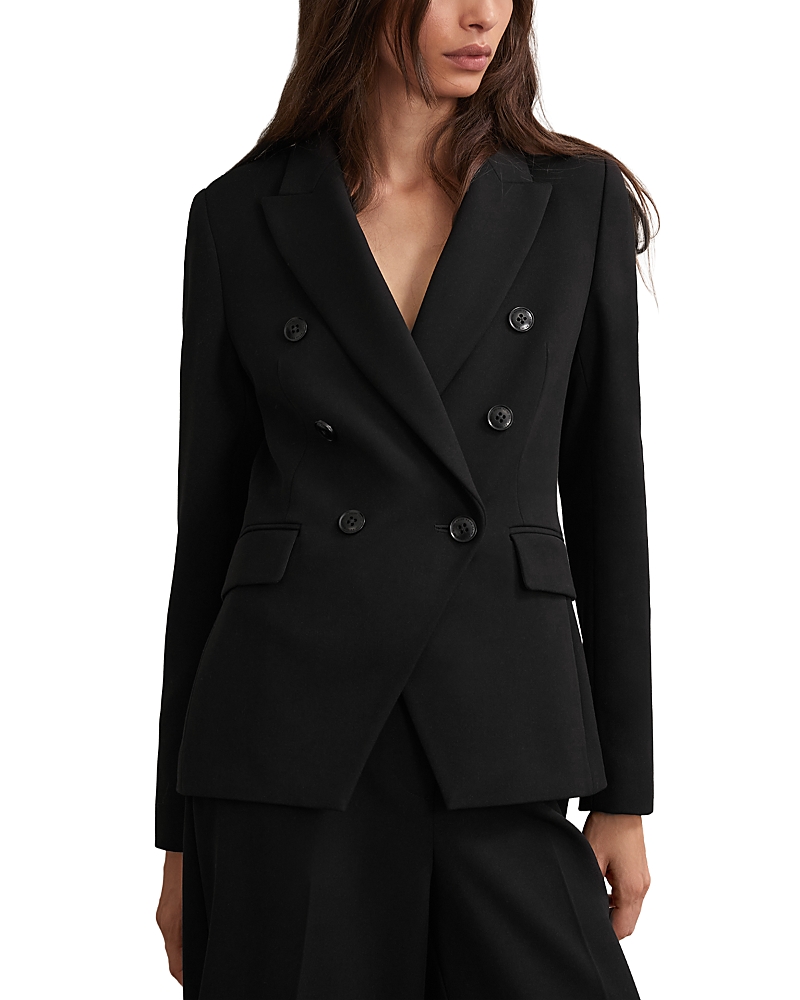 Reiss Double Breasted Blazer In Black