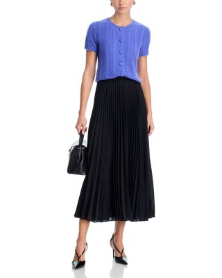 100% Cashmere Crewneck Cable Knit Cardigan Sweater - Exclusive