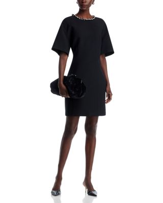 Detachable Crystal Necklace Dropped Shoulder Dress