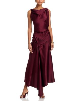 Asymmetric Draped Midi Dress