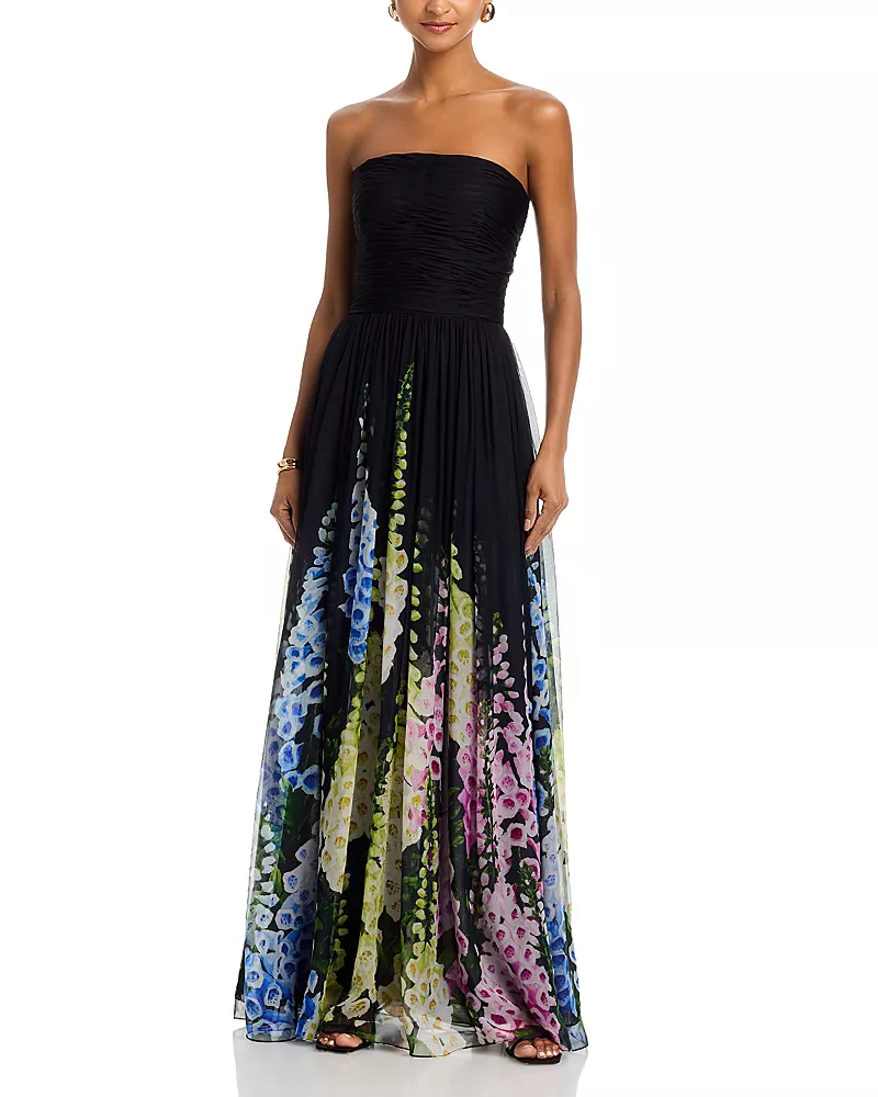 Oscar de la Renta Silk Degrade Foxglove Chiffon Gown