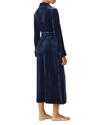 Long Sleeve Velvet Shawl Collar Long Robe