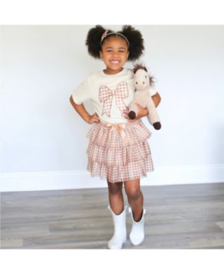 Girls' Gingham Bow Patch Short Sleeve T-Shirt - Big Kid