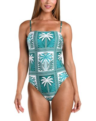 Patchwork Palms Bandeau One Piece