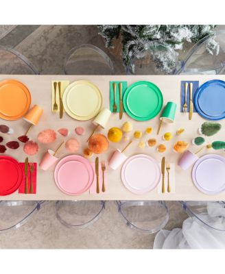  Solid Shade Colors,  Paper Party Dessert Plates, Set of 8