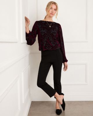 Blouson Sleeve Velvet Burnout Boatneck Top