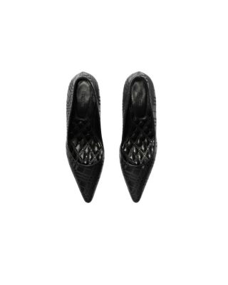 Women&#39;s Check Leather Dame Low Pumps