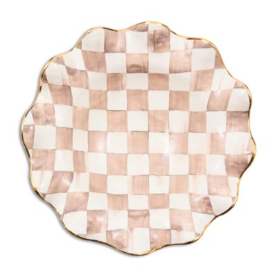 Mocha Check Ceramic Fluted Serving Bowl