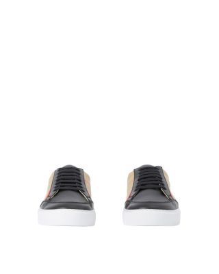Women&#39;s Check and Leather Sneakers
