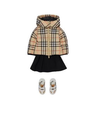 Girls' Check Hooded Puffer Jacket - Baby