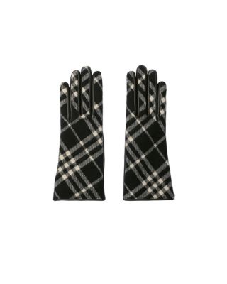 Check Wool Cashmere Gloves