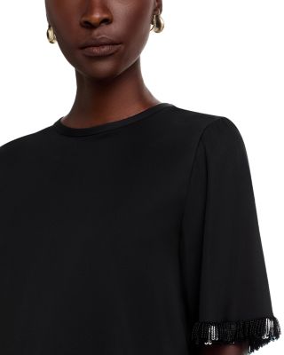 Leo Silk Blend Sequin Fringe Top