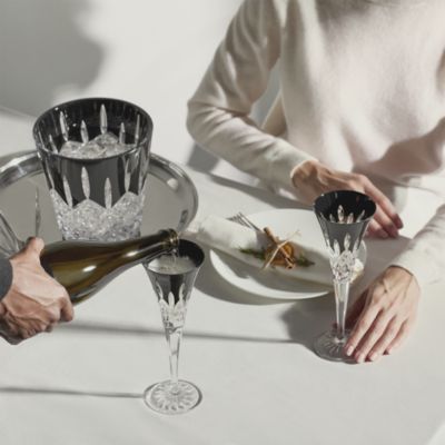 Lismore Black Toasting Flute, Set of 2