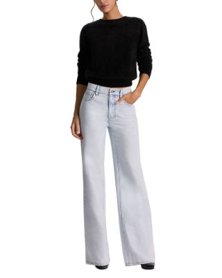 Chic High Rise Wide Leg Jeans in Dark Light Indigo