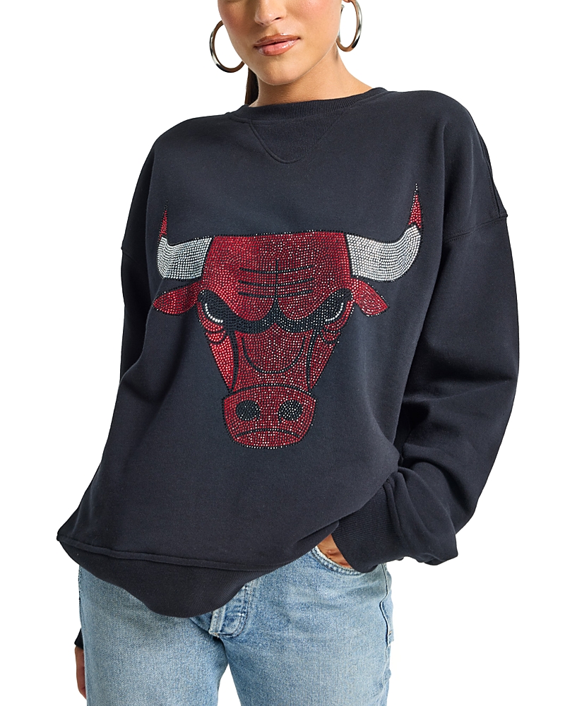 Terez Chicago Bulls Rhinestone Crewneck Sweatshirt In Red