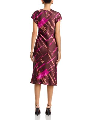 Avery Draped Printed Satin Dress