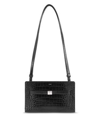 Belted Croc Embossed Leather Crossbody