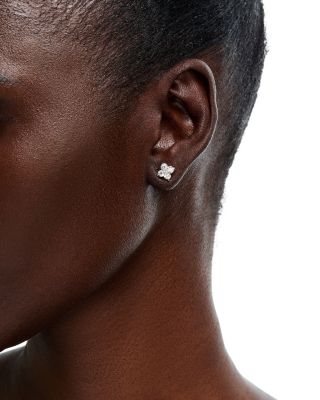 Diamond Flower Stud Earrings in 14K White Gold, 1.0 tcw