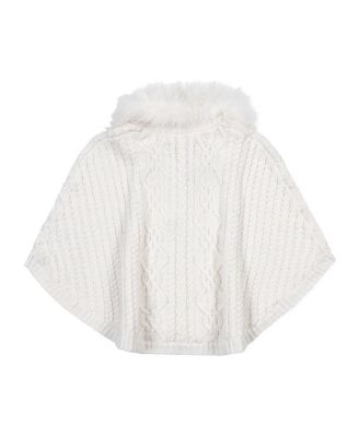 Girls&#39; Organic Cable Sweater Cape with Faux Fur - Little Kid, Big Kid