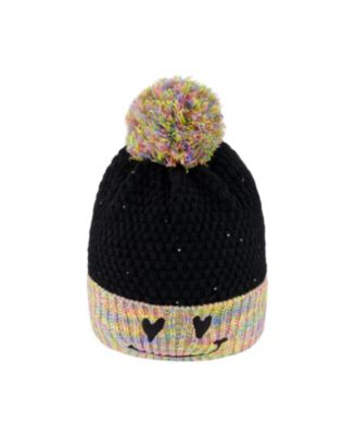  Girls' Lined Knit Hat with Pompom - Little Kid, Big Kid