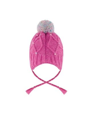 Girls' Lined Peruvian Knit Hat with Pompom - Little Kid, Big Kid