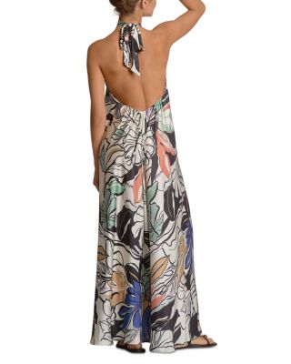 Printed Ring Halter Maxi Dress