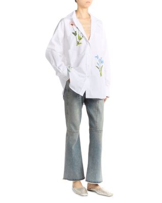 Flower Embroidered Shirt