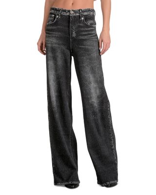 High Rise Wide Leg Jeans in Grey Wash
