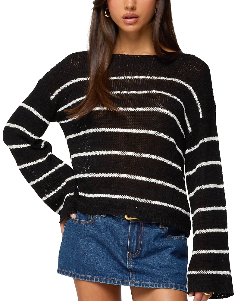 Edikted Drop Shoulder Light Knit Sweater In Black