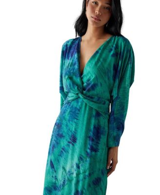 Chiffon Wrap Knot Front Maxi Dress