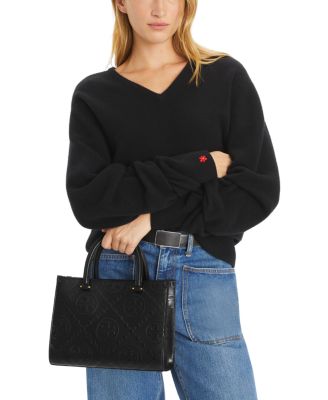 T Monogram Embossed Square Tote