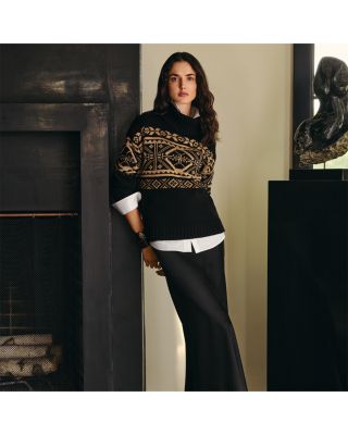 Fair Isle Wool Blend Turtleneck Sweater