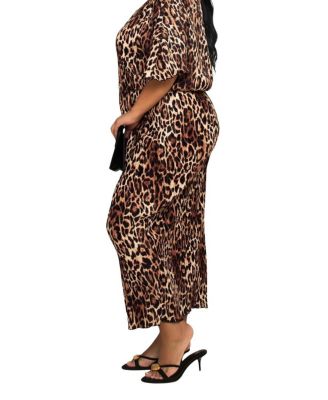 Bold Leopard Plisse Midi Dress