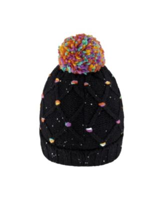 Girls' Lined Knit Pompom Hat with Little Sequins - Little Kid, Big Kid