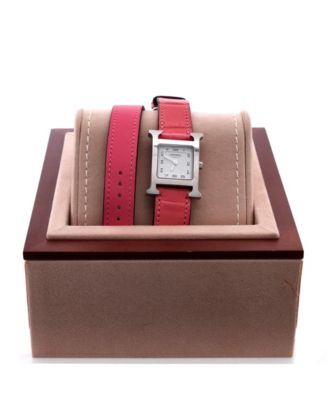 Heure H Double Tour Quartz Watch in Stainless Steel and Alligator 21mm