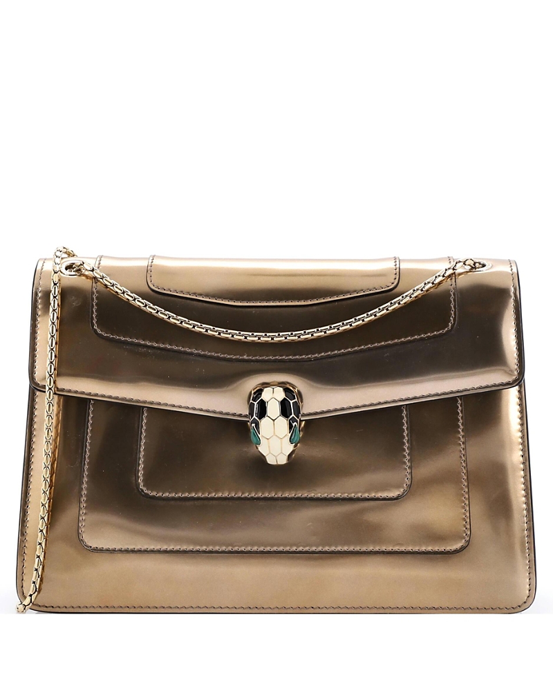 Pre-owned Pre-owned Bvlgari Bvlgari Medium Serpenti Forever Shoulder Bag Metallic Leather In Silver