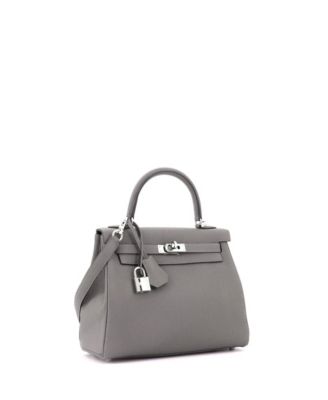 Kelly 25 Handbag Grey Togo with Palladium Hardware