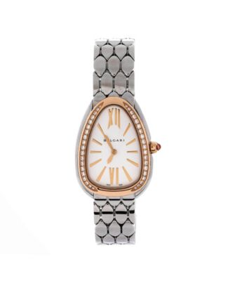  Serpenti Seduttori Quartz Watch in Stainless Steel and Rose Gold with Diamond Bezel 25mm
