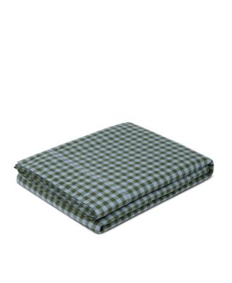  Gingham Linen Blend Flat Sheet, Twin
