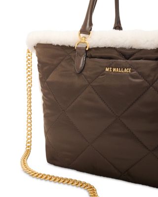 Medium Madison East/West Quilted Shearling Tote