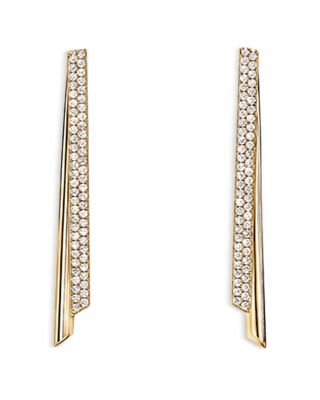 18K Yellow Gold Inside Out Diamond Flip Stiletto Drop Earrings