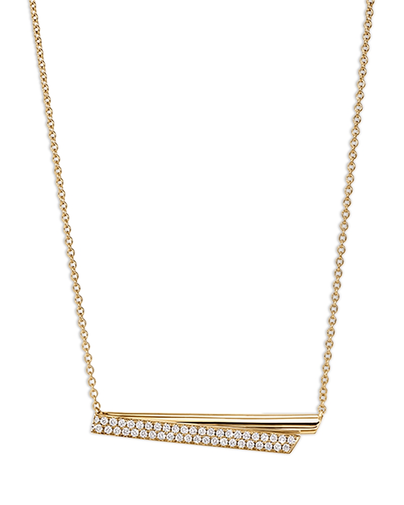 Hearts On Fire 18k Yellow Gold Inside Out Diamond Flip Bar Necklace, 16-18