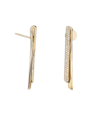 18K Yellow Gold Inside Out Diamond Flip Stiletto Drop Earrings