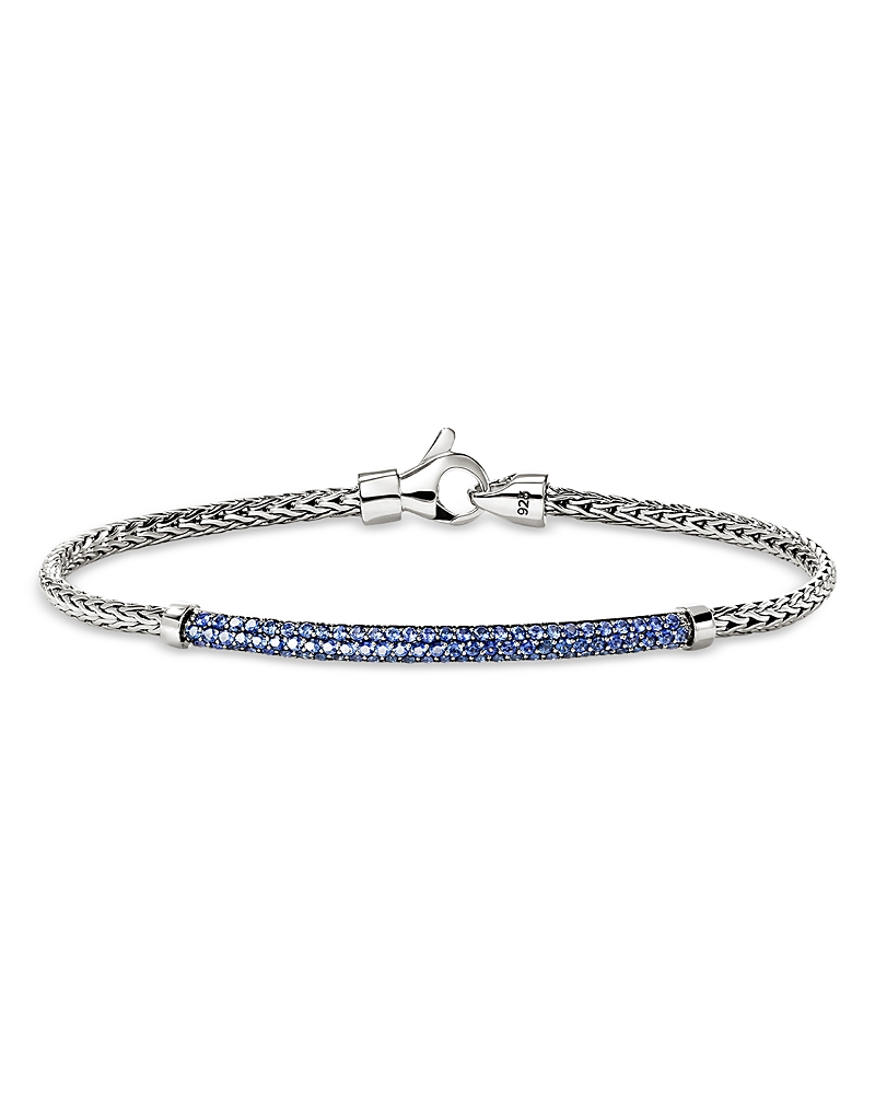 John Hardy Sterling Silver Jh Essentials Blue Sapphire Pave Link Bracelet
