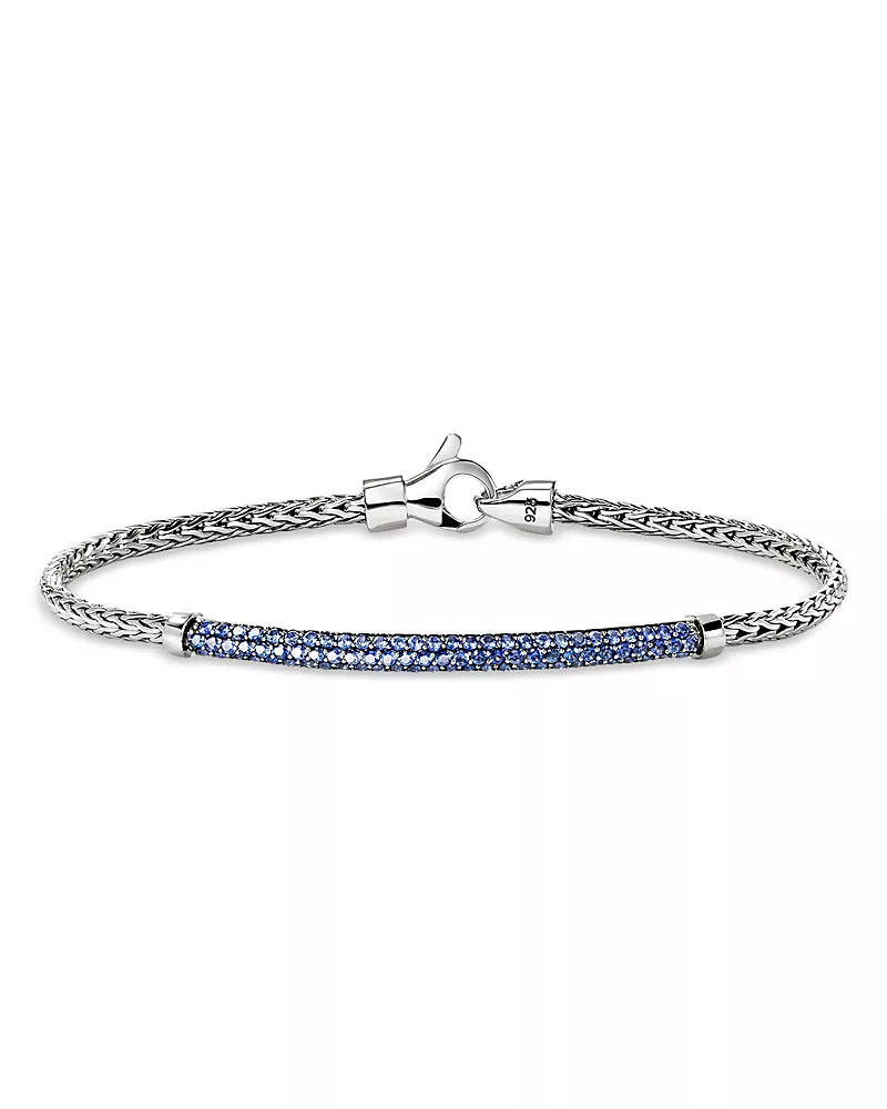 John Hardy Sterling Silver Jh Essentials Blue Sapphire Pave Link Bracelet