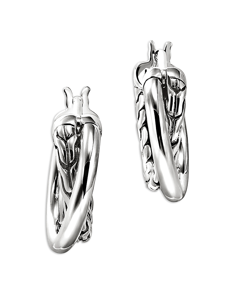 John Hardy Sterling Silver Jh Essentials Crossover Hoop Earrings In Metallic