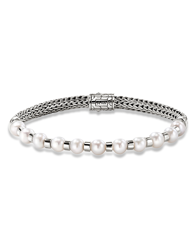 John Hardy Sterling Silver Jh Essentials Cultured Freshwater Pearl Chain Bracelet