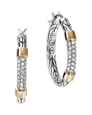 14K Yellow Gold & Sterling Silver JH Essentials Diamond Hoop Earrings