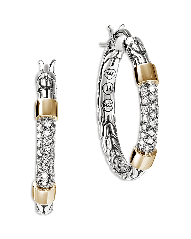 John Hardy 14K Yellow Gold & Sterling Silver Jh Essentials Diamond Hoop Earrings